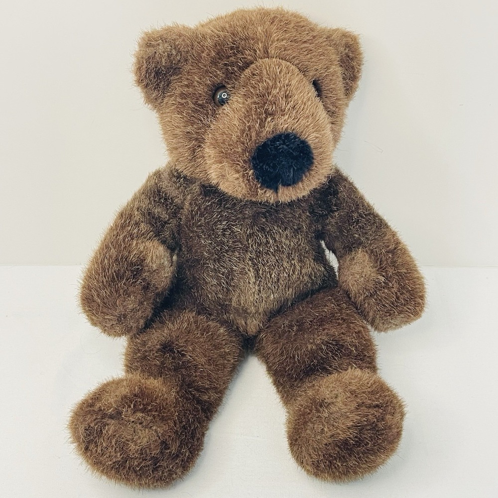 Vtg Eden Toys Plush Dk Brown Bear Black Nose Stuffed Animal 15" Korea HTF
